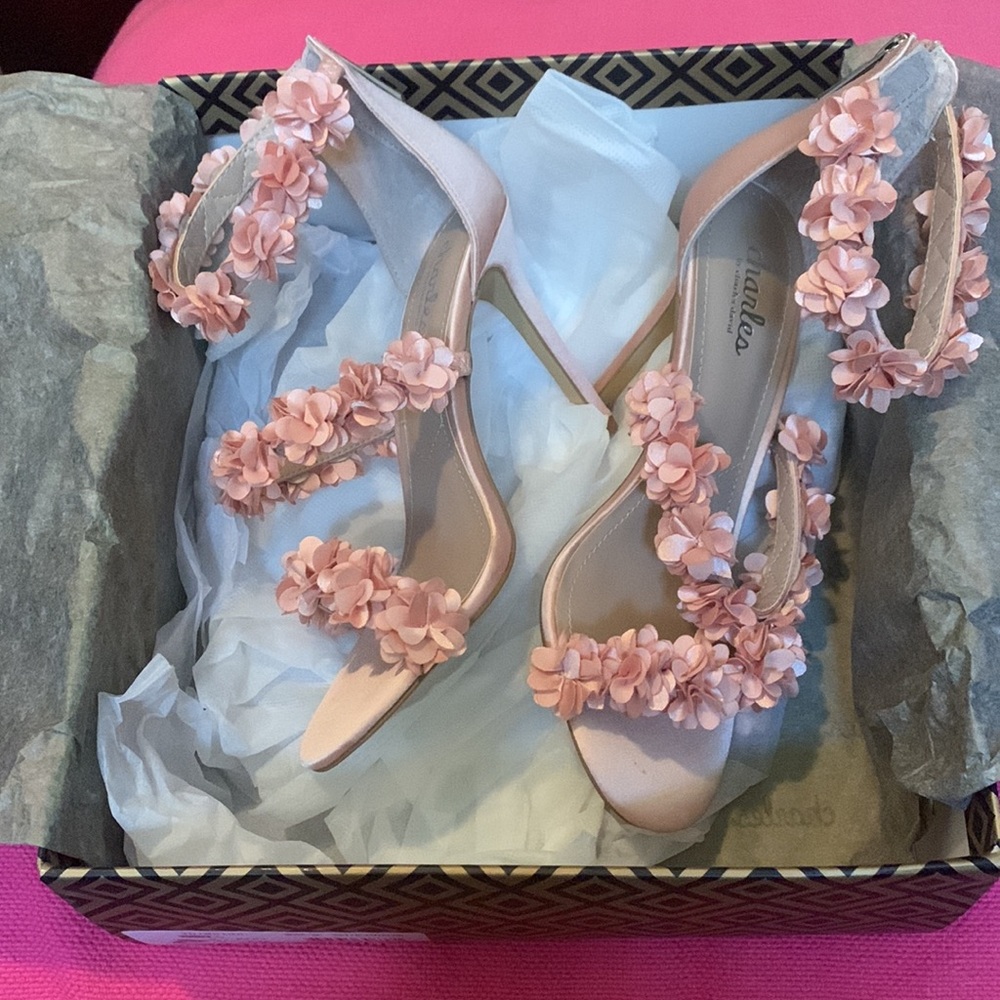 Charles David Soft Pink Satin Sandals
